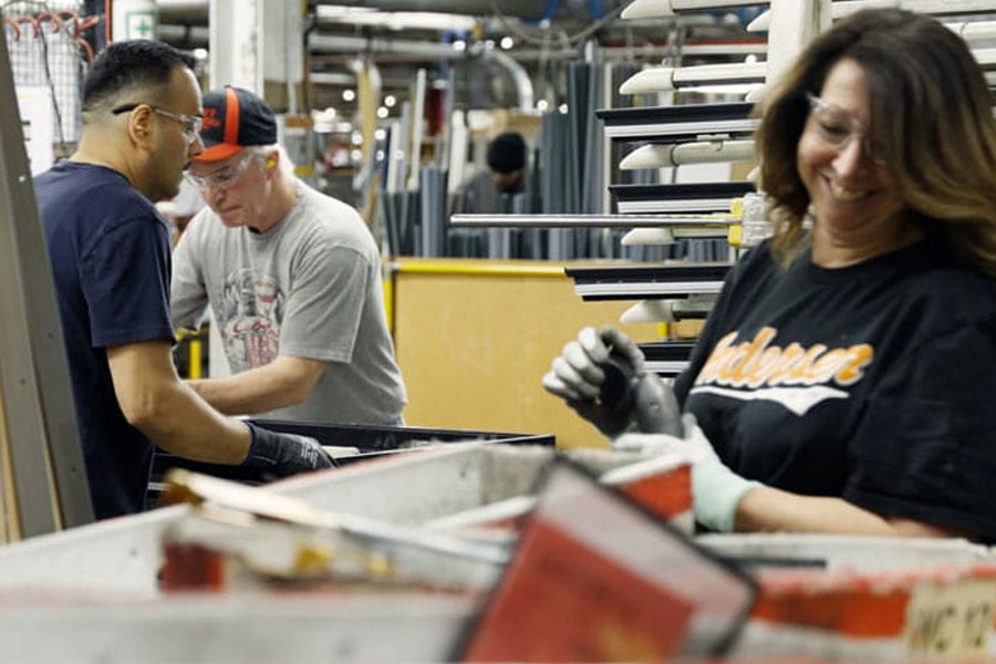 warehouse workers in product plant