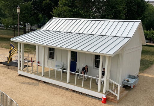 prefab home white with porch