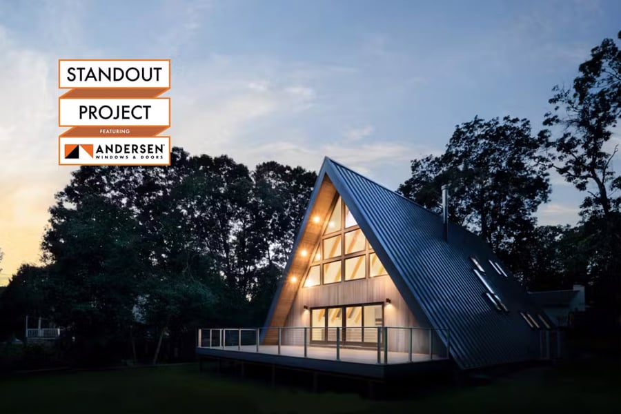 unconventional A-Frame beach house in Hampton Bays, New York