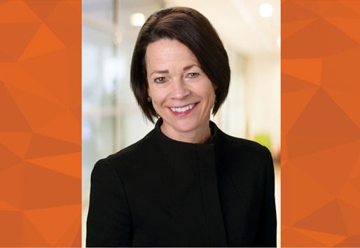 Andrea Nordaune headshot with orange border