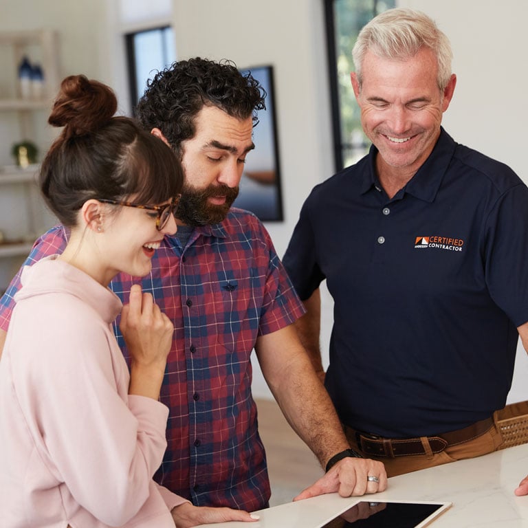 supplier with customers talking about andersen windows and doors