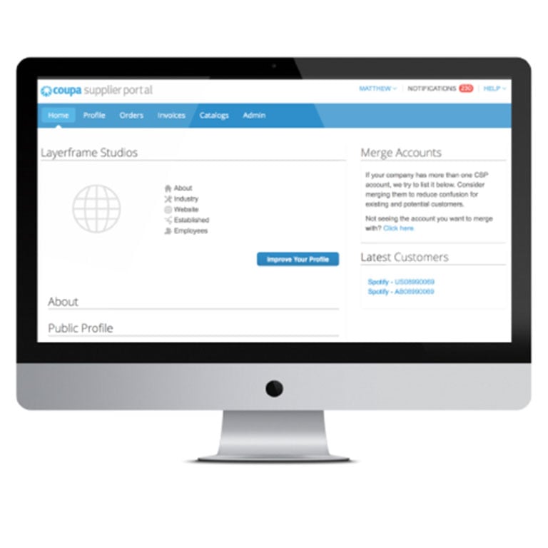 computer monitor with online supply system showing