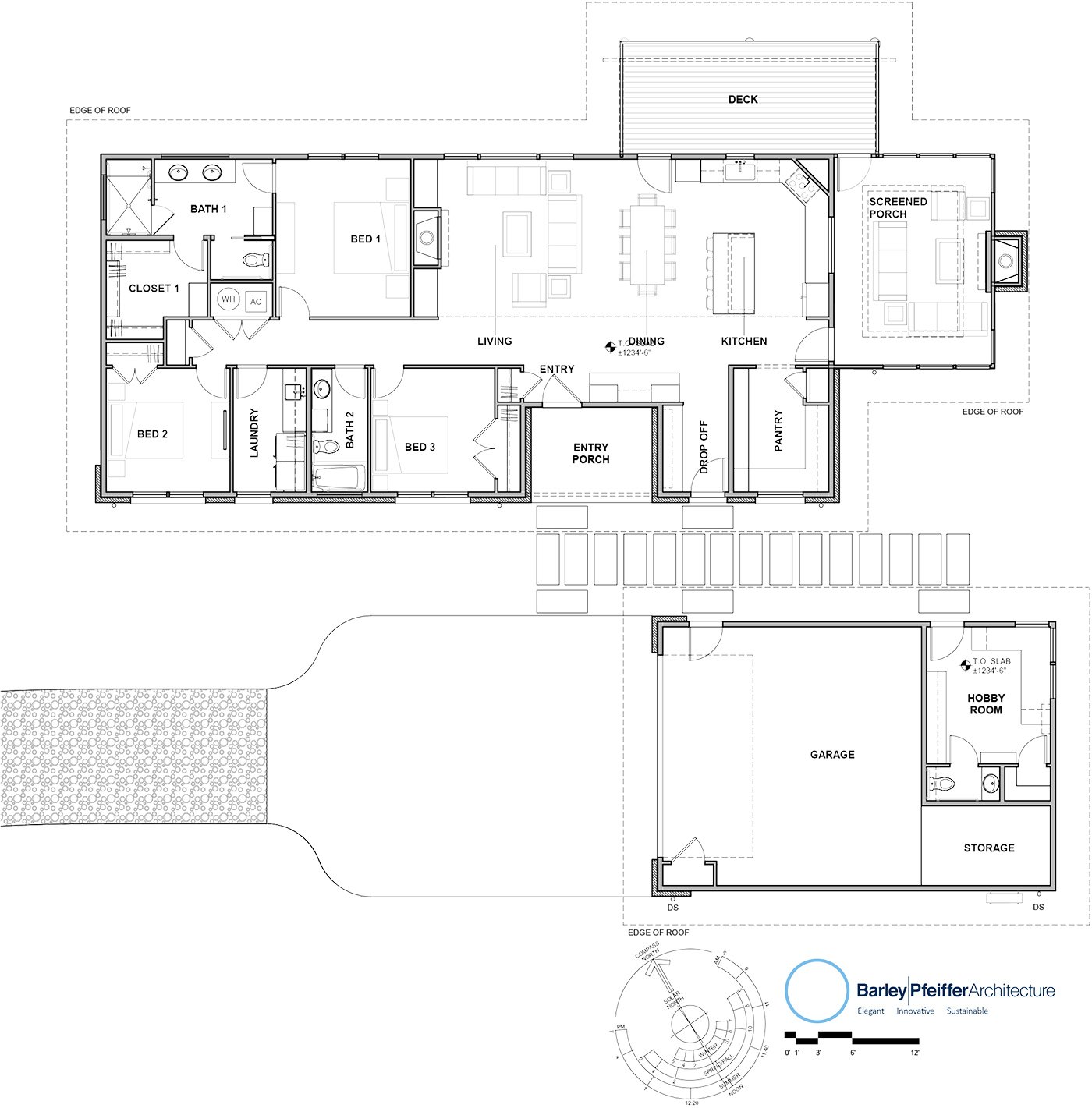 An architectural drawing of the floor plan by Barley | Pfeiffer Architecture of the Vision House.