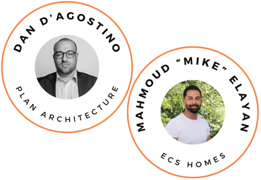 Two images in circle with orange line