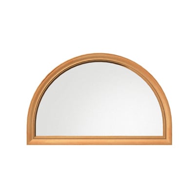 A rendering of a wood half-circle window.