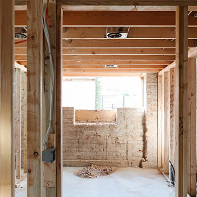 gutted before shot of renovation project