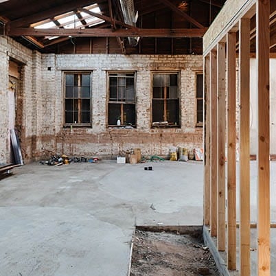 interior view of renovation project during