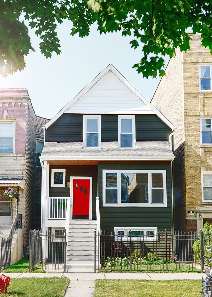 Chicago two-flat, including an exterior shot of the home