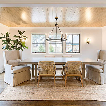 Wood and light dining room