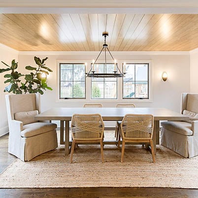 Wood and light dining room