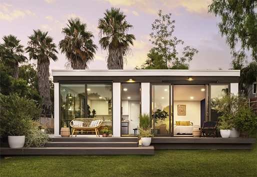 Mighty Buildings 3D Printed Home Exterior at Dusk