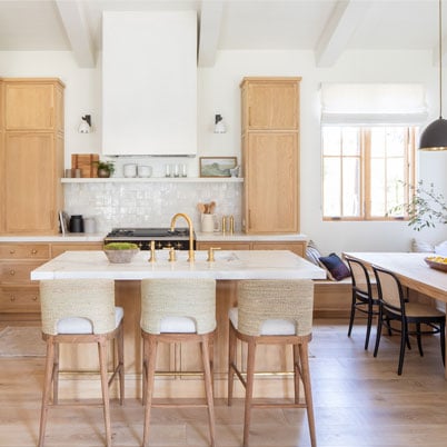 interior of kitchen with light cabinets and andersen windows