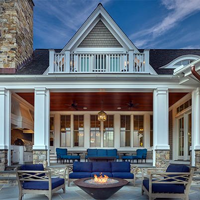 Rehoboth Beach Shingle Home Exterior Fire Pit