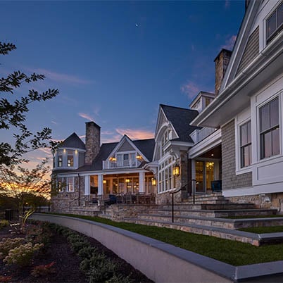 Rehoboth Beach Shingle Home Exterior Dusk