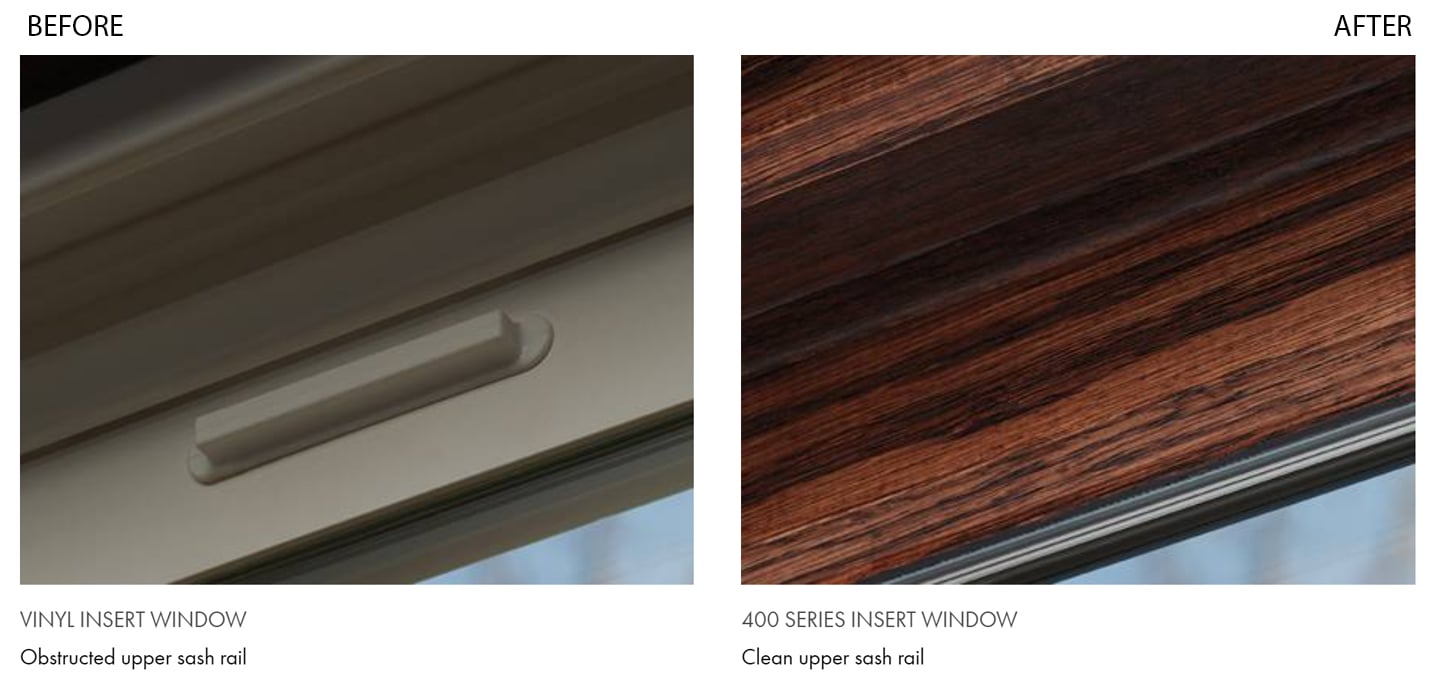 traditional home showing before and after using andersen wood and vinyl windows