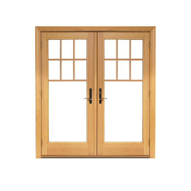 illustration of andersen wood hinged patio door with grilles