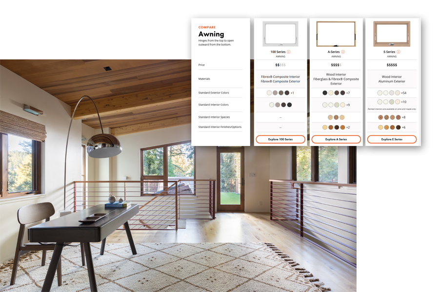 Loft office surrounded by windows and compare tool snapshot overlay