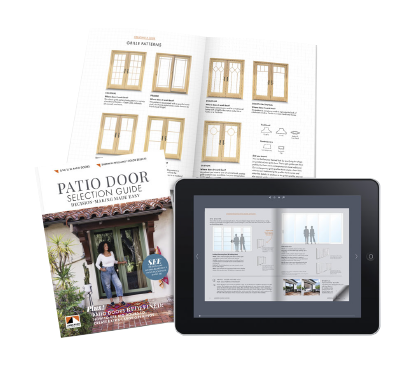 patio door selection guide brochure with ipad view and printed versions