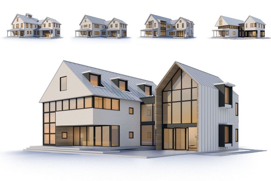 illustration of five farmhouse styles