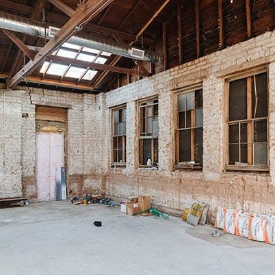 interior view of gutted project