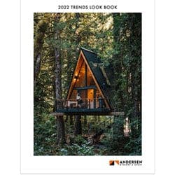 2022 Home Design Trends Lookbook with Black Aframe home featuring Andersen Windows 