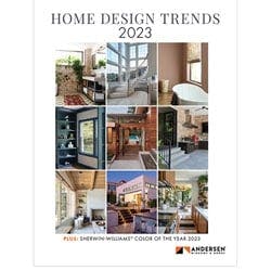 2023 Home Design Trends Lookbook with collage of rooms featuring Andersen Wikndows and Doors