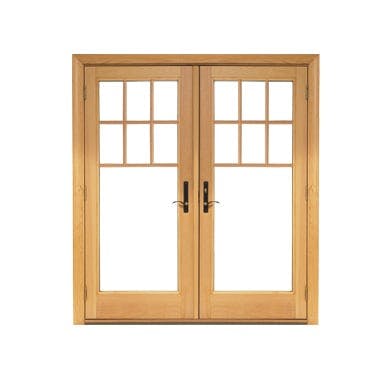 illustration of andersen wood hinged patio door with grilles