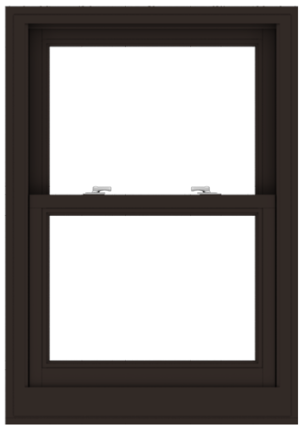 andersen e series double-hung window with dark bronze trim