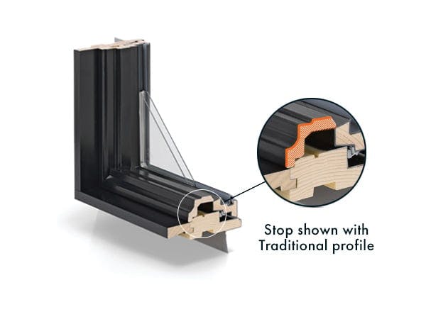 Traditional interior profile for Andersen 400 series picture windows.