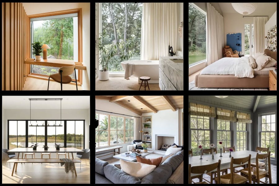 Variety of room styles in grid