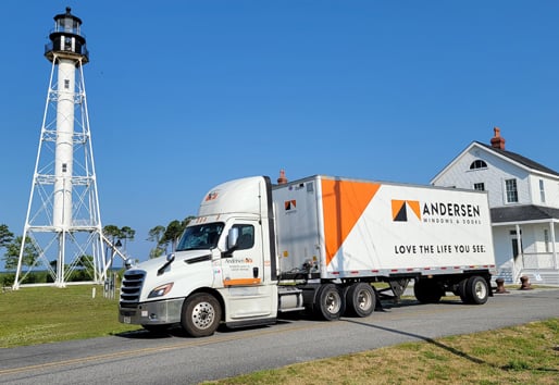 Andersen truck parker outside farm house